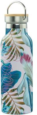 Baagl Trinkflasche Kinder Edelstahl Mädchen Bambusdeckel 500 ml - Leafs | Auslaufsichere Thermosflasche und BPA-freie Wasserflasche als Thermoskanne ist robust und perfekt für Schule oder Ausflüge.
