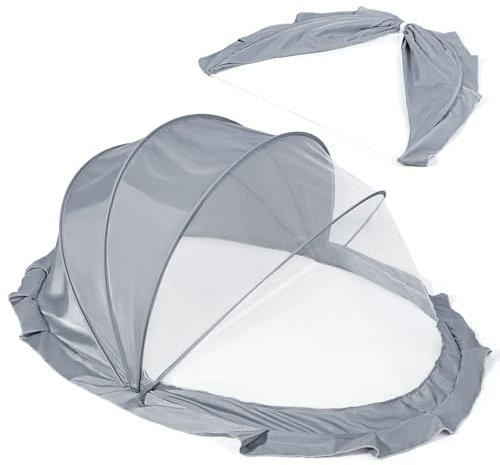 Orzbow Zanzariera Pieghevole per Bambini con Copertura Parasole, Zanzariera Traspirante per Lettino per L'estate, Zanzariera Universale Portatile per Bambini per La Casa All'aperto, Grigio Scuro