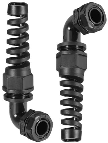 TA-VIGOR 2Pcs M16 Cable Gland 6mm-10mm Wire Hole 90 Degree Waterproof Nylon Connector Joint Adjustable Locknut with Strain Relief Black