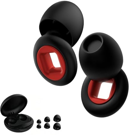 Ohrstöpsel zum Schlafen,mit 8 Ohrstöpseln,Wiederverwendbare Silikon Ohrstöpsel für Schlaf,Konzerte,Arbeit,Motorrad,Studium| mit 45dB Ultra-Comfy Noise Cancelling Ohrstöpsel(Schwarz und Rot)
