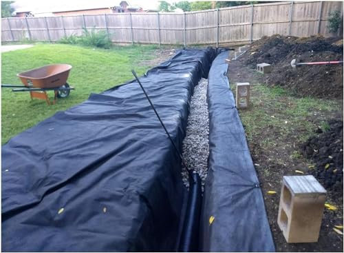 IEOWY Membrane géotextile pour Gravier, Tissu de Drainage géotextile, 7 oz, sous Gravier, pour Drainage français/sous-Couche/stabilisation du Sol (1,5 m x 75 m/4,9 pi x 246 pi)