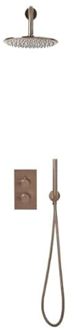 Lustra Brushed Bronze Concealed Shower Mixer Thermostatic Round Twin Valve Head