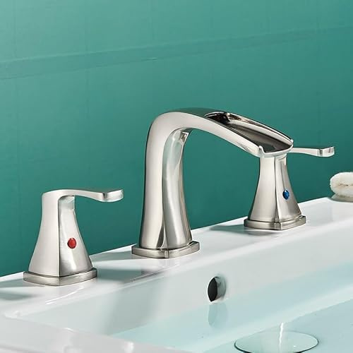 JKJZSALJ Robinet Mitigeur Noir Mat pour Lavabo, Salle De Bain, Salle De Bain, Bec Large, Effet Cascade, Eau Chaude Et Froide.