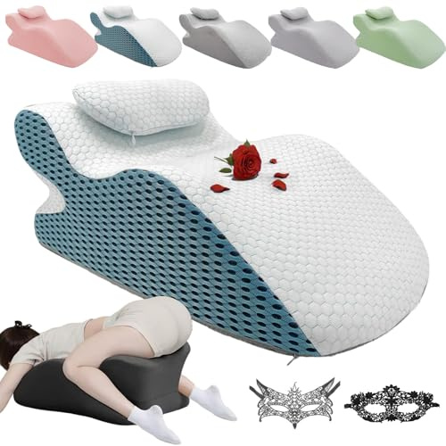NNBWLMAEE NOLEVA Sex Kissen, 27 Grad Noleva Komfortkissen, 60cm Erotik Kissen& Ramps, Kamasutra-Chair, Intimkissen für Leichteren & Schmerzfreien Liebe, ohne Krämpfe in Beinen oder Rücken (Blau)