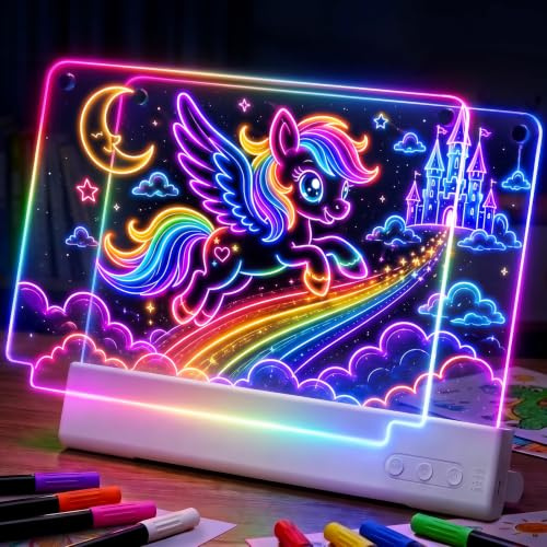 Aspoven Tablette Lumineuse Dessin Enfant, Tablette Double Panneau (Blanc)