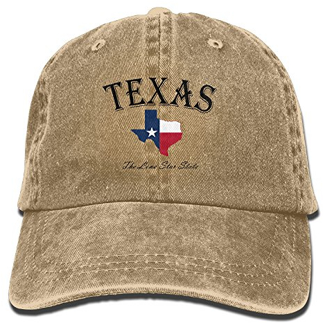 HDRAY Unisex-Erwachsene Texas Lone Star State Washed Denim Baumwolle Sport Outdoor Baseball Hat verstellbar ONE Size - braun -