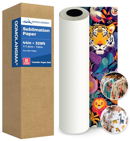 44 in x 328 ft Dye Sublimation Paper Heat Transfer Paper for T-shirt Fabric Heat Transfer Printing 81gsm