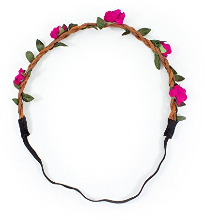 Oblique-Unique® Blumen Haarband Stirnband Blumenkranz Haarschmuck Kopfschmuck Bohemia Style - Farbe wählbar - (Pink)