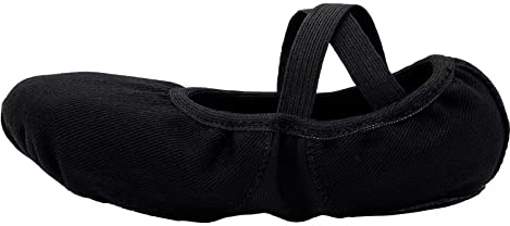 s.lemon Elastic Stretch Canvas Dance Slipper Ballet Shoe with Split Sole LGM Black 35