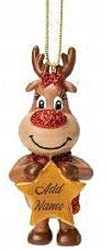 Personalised Cute Reindeer Decoration Ornament Bauble with LASER ENGRAVED name by Chichi Gifts