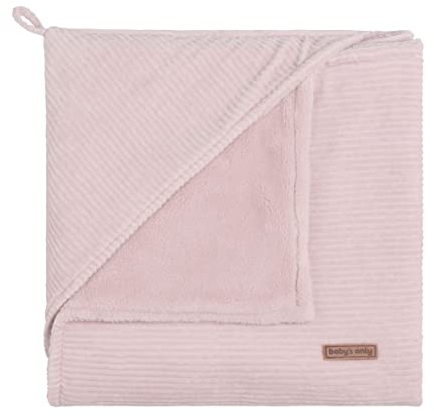 Baby's Only - Baby Kapuzendecke Sense - Einschlagdecke Babyschale - Maxi Cosi Decke - für 5-Punkt-Gurten Autositz - Wickeldecke - Mit Rib Corduroy - 75x75 cm - Alt Rosa