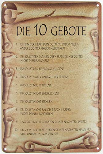 Blechschild 20x30cm gewölbt Die 10 Gebote Deko Geschenk Schild