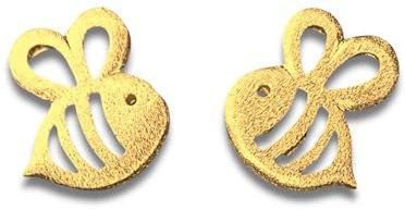 MadamLili - Mädchen Matt Gold Ohrstecker Biene - 925 Sterlingsilber Vergoldet - Kleine Ohrringe Bienchen Stecker - Handgefertigt - Exklusive Schmuckbox