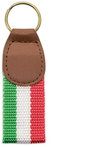 N/A. Schlüsselanhänger mit italienischer Flagge aus Segeltuch und Kunstleder, Metallring, italienische Flagge, One size