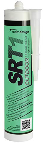 FUCHS SRT1 - Adhesivo de montaje para bloques de construcción de vidrio, 290 ml, color gris para exterior de vidrio y otros materiales