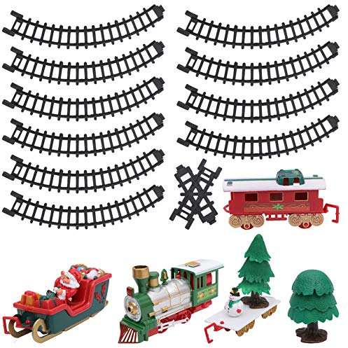TOYANDONA Weihnachtszug Spielzeug Elektrische Eisenbahn Miniatur Ornamente Weihnachtsfiguren Desktop Zug Weihnachtsszene Spielzeug OHNE AKKU Weihnachtsdeko Zufällige Farbe