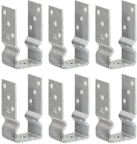 Bulufree Pfostenträger 6 STK. Silbern Pfostenanker U-Form U-Anker Pfostenträger für Carport Zaun 7×6×15 cm Verzinkter Stahl