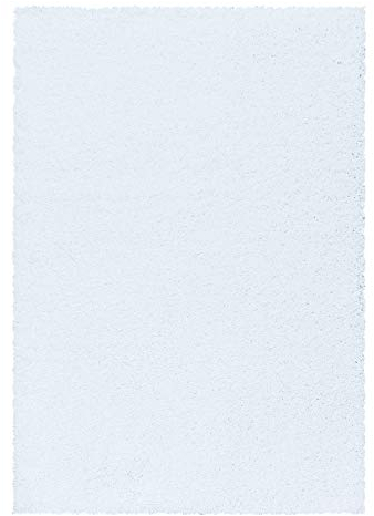 Teppium Moderner Hochflor Teppich Wohnzimmer 140 x 200 cm Weiß - Shaggy Flauschiger Teppich, Extra Weich, Pflegeleicht und Einfarbig - für Schlafzimmer, Küche und Esszimmer