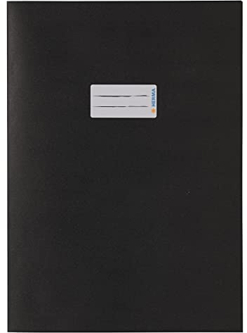 HERMA 7096 Heftumschläge A4 Papier Schwarz, 10 Stück, Hefthüllen mit Beschriftungsfeld aus extrem kräftigen Papier & satten Farben, Heftschoner Set für Schulhefte, farbig