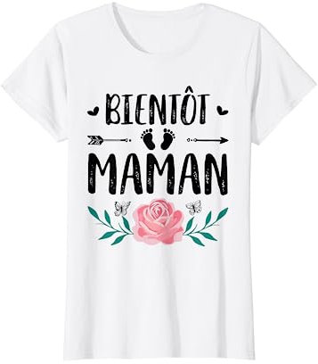 Maman 2024 Idée Cadeau Maman Humour Femme Enceinte Grossesse T-Shirt