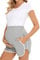 Happy Cherry Short de maternité pour femme - Short de grossesse - Short de grossesse - Short court - Pantalon de loisirs doux et respirant - Short confortable - Tailles S à XXL - Gris - Taille L