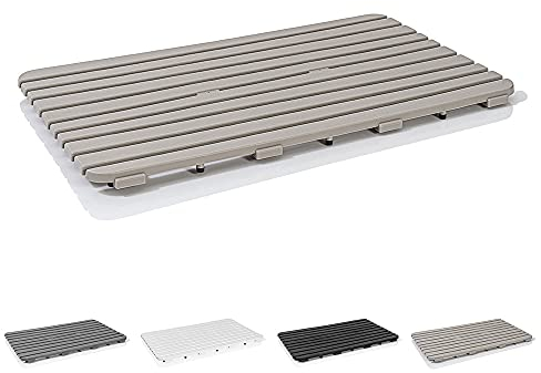 Pedana Doccia Antiscivolo Rettangolare, 80x50x2.5 cm, PP Alta Resistenza Ideale per Interno Esterno (Tortora)
