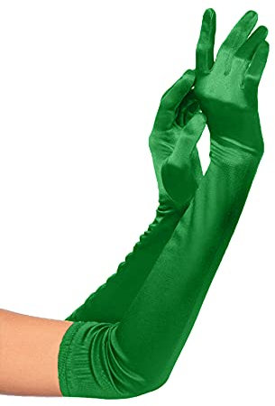 KQueenStar Direct Long Satin Gloves - 1920s Accessories Elbow Gloves Fancy Dress Stretch Elbow Length for Women Ladies Costume Evening Opera Bridal Party Wedding Prom
