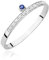 MARKO Weißgold Damen Gold Verlobungsring mit 0,09Ct Diamanten und 0,05Ct Saphir, 14 Karat Gold (585) | Goldring inklusive Box | Goldring für Frauen (Saphir, 50 (15.8))