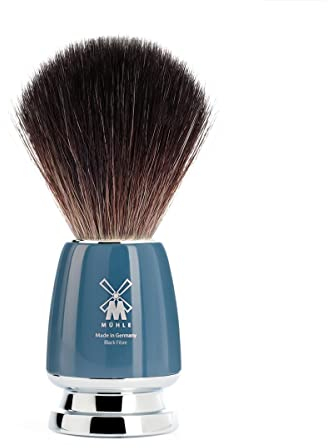 MÜHLE Rytmo Rasierpinsel - Rasurpinsel aus Black Fibre - Griff aus Edelharz in petrol und verchromten Metallakzenten - vegan