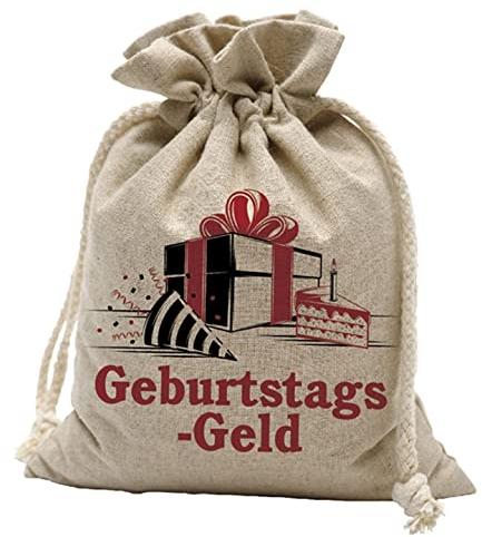 wunderschöner Jute-Beutel Geburtstags-Geld,Geldgeschenk,Geburtstagsgeschenk,Geldbeutel,Geldsack
