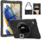 ZenRich Samsung Galaxy Tab A8 Case 10.5 Inch, Heavy Duty Shockproof Protective Cover with Rotating Stand, Hand & Shoulder Strap for Samsung A8 Tablet Case SM-X200/X205/X207 2021, Black