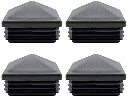 Enkotrade 4 Stück Zierstopfen 60x60 mm Schwarz Sichtstopfen Lamellenstopfen Zaunkappen Vierkant für Zaun Zaunstopfen Spitzstopfen pyramide Kappen