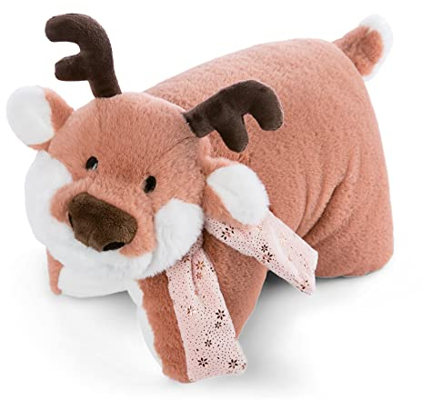 NICI Kuscheltierkissen Rentier Jonte 43 x 25cm I Kuschelkissen Rentier für Jungen, Mädchen & Babys I Flauschiges Stofftier/Plüschtier-Kissen – 48334