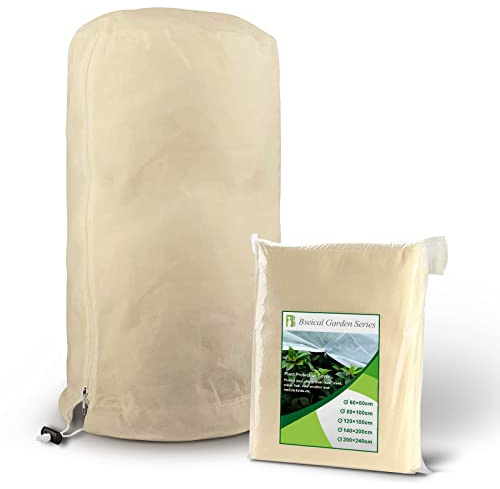 1 Stück Frostschutz für Pflanzen Schutzhaube 140×200cm Beige, Winterschutz für Pflanzen Frostschutz, Pflanzenschutz Winter, Frostschutz Pflanzen Winter, Gartenvlies Olivenbaum Jutesack Reißverschluss
