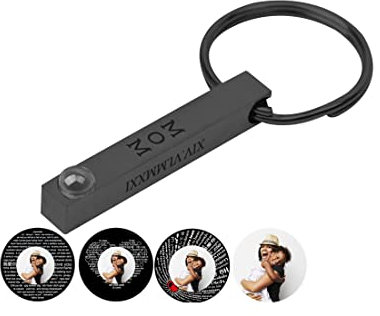 Personalized Bar Photo Projection Keychain Custom Rectangle Keyring with Picture Inside Projection Keychain for Men Women