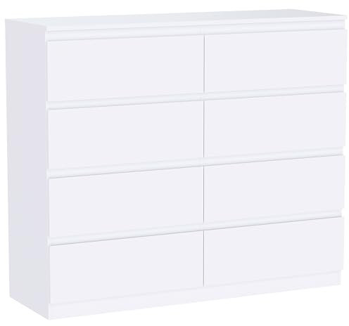 Vida Designs Denver 8 Drawer Chest of Drawers White – Modern Wooden Storage Unit