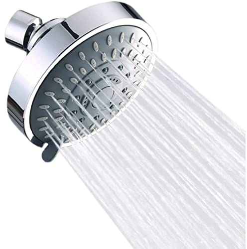 JZK Pommeau de douche pivotant haute pression, 5 modes de pulvérisation, pommeau de douche cascade pour tuyau à filetage standard de 1,27 cm, pommeau de douche fixe pour salle de bain