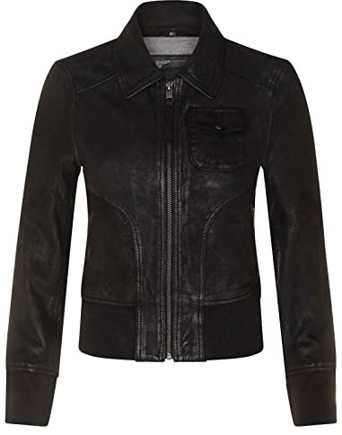 Ladies Black Leather MA-1 Varsity Bomber Jacket 5XL