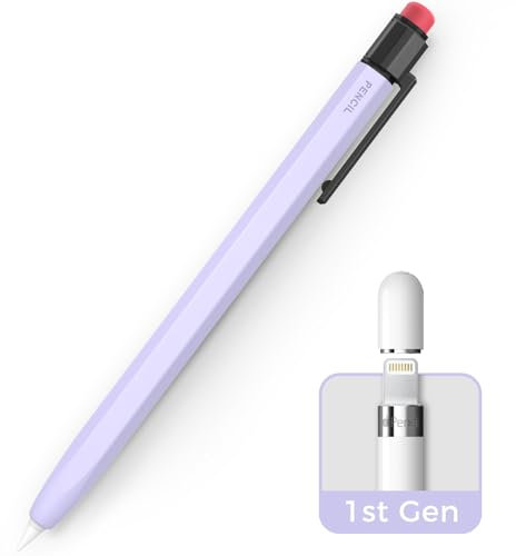 TRONWIN iPencil Case for Apple Pencil 1st Generation Sleeve Silicone Protective Cover Perfect Grip Skin Classic Design with Sturdy Clip Compatible with Apple Pencil 1st Generation (Lavender Purple)