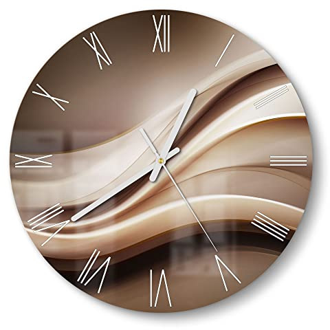 DEQORI Glasuhr | rund Ø 30 cm | Motiv Edelmetallschwingung | ausgefallene leise Design Uhr aus Glas | Wanduhr für Wohnzimmer & Küche | moderne Hingucker Uhr für die Wand