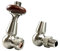 VANCOCO Traditional Corner Radiator Valves 1/2×15mm, Brass Thermostatic Radiator Valve, Cast Iron Antique Thermostat Radiator Thermostat TRV Pair with Solid Wood Handwheel (Satin Nickel)