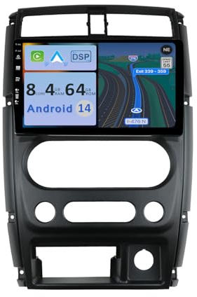YUNTX [4GB+64GB] Android 14 Autoradio für Suzuki Jimny (2007-2015)-[Integriertes CarPlay/Android Auto/DSP/GPS]-9” IPS 2.5D-Kamera+MIC-DAB/Mirror Link/Bluetooth 5.0/360 Kamera/Lenkradsteuerung/WiFi/USB