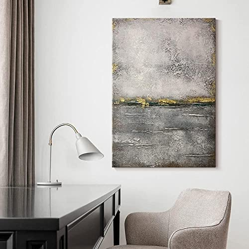 Ölbilder Auf Leinwand Handgemalt,Moderne Abstrakte Graue Kunst Acrylmalerei 100% Handgemalte Textur Kunstwerk Extra Große Wandkunst Rahmenlose Coole Gemälde Wohnkultur Für Wohnzimmer,60X80Cm(24X3