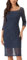 Allegra K Damen Etuikleid Elegant 3/4-Ärmeln Spitze Eckigem Ausschnitt Midi Gerader Schnitt Mini Kleid Navy Blau M
