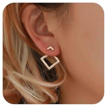 Aneneiceera Vintage Quadratische Ohrstecker Ohrringe Gold Hohl Quadratische Ohrringe Quadratische Ohrstecker Geometrische Pfeil Ohrringe Minimalistisch Vorne Schmuck Für Frauen Und Mädchen (gold)