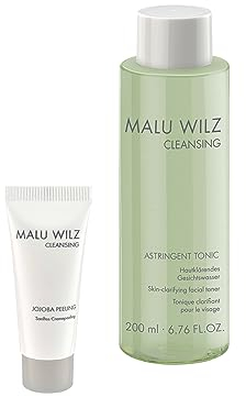 Malu Wilz Bundle Astringent Tonic & Mini Size Jojoba Peeling 10ml I Gesichtswasser mit Hefeproteinen & erfrischendem Pfefferminzöl + Gesichtspeeling