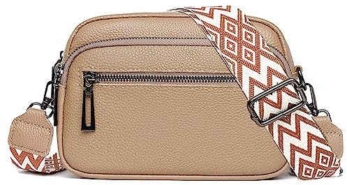 TIAASTAP Crossbody Bags for Women - Leather Handbags & Shoulder Bags with Adjustable Wide Strap Camera Cross Body Bag for Ladies Girls Travel Shopping Work Daily Use (Z01-Khaki)