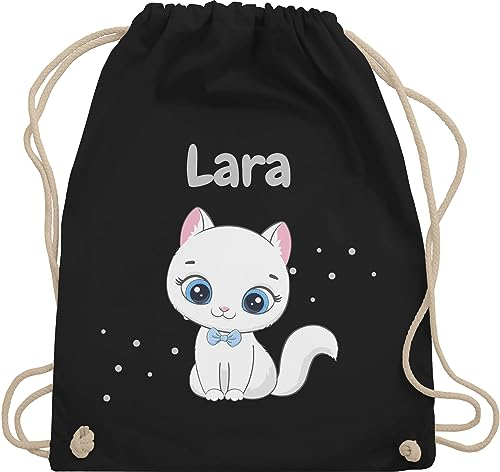 Turnbeutel Rucksack - Süße Katze Katzen Katzenmotiv Cat Cats - Unisize - Schwarz - name katzenmotiven beutel kindergarten katzenliebhaberin stoffbeutel tasche katzenbesitzerin turnsackerl