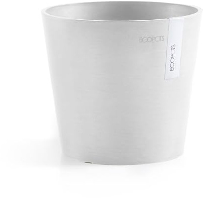Ecopots Blumentopf Amsterdam Weiß - Durchmesser Ø 17 cm rund klein - Pflanzentopf aus Recycling Kunststoff - Übertopf modern für Indoor und Outdoor