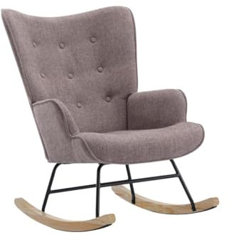 Vente-unique - Fauteuil ‡ Bascule en Tissu chinÈ Taupe ELMINA II
